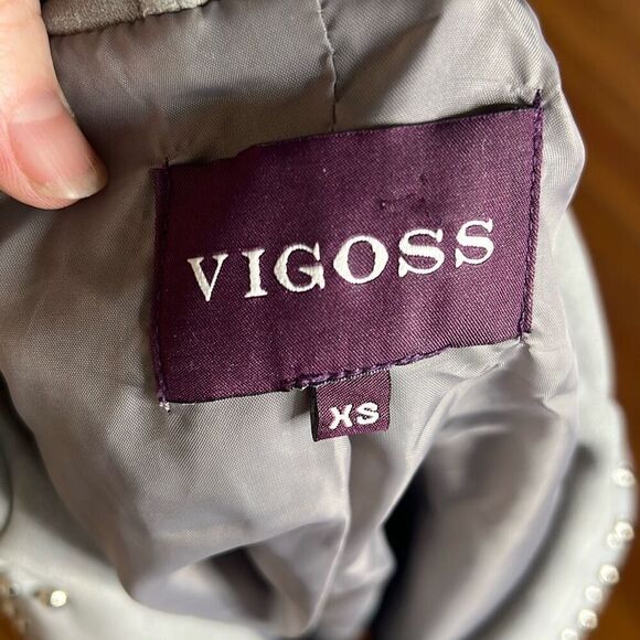 Vigoss Studded Faux Suede Moto Jacket Gray Size XSmall - Picture 4 of 7